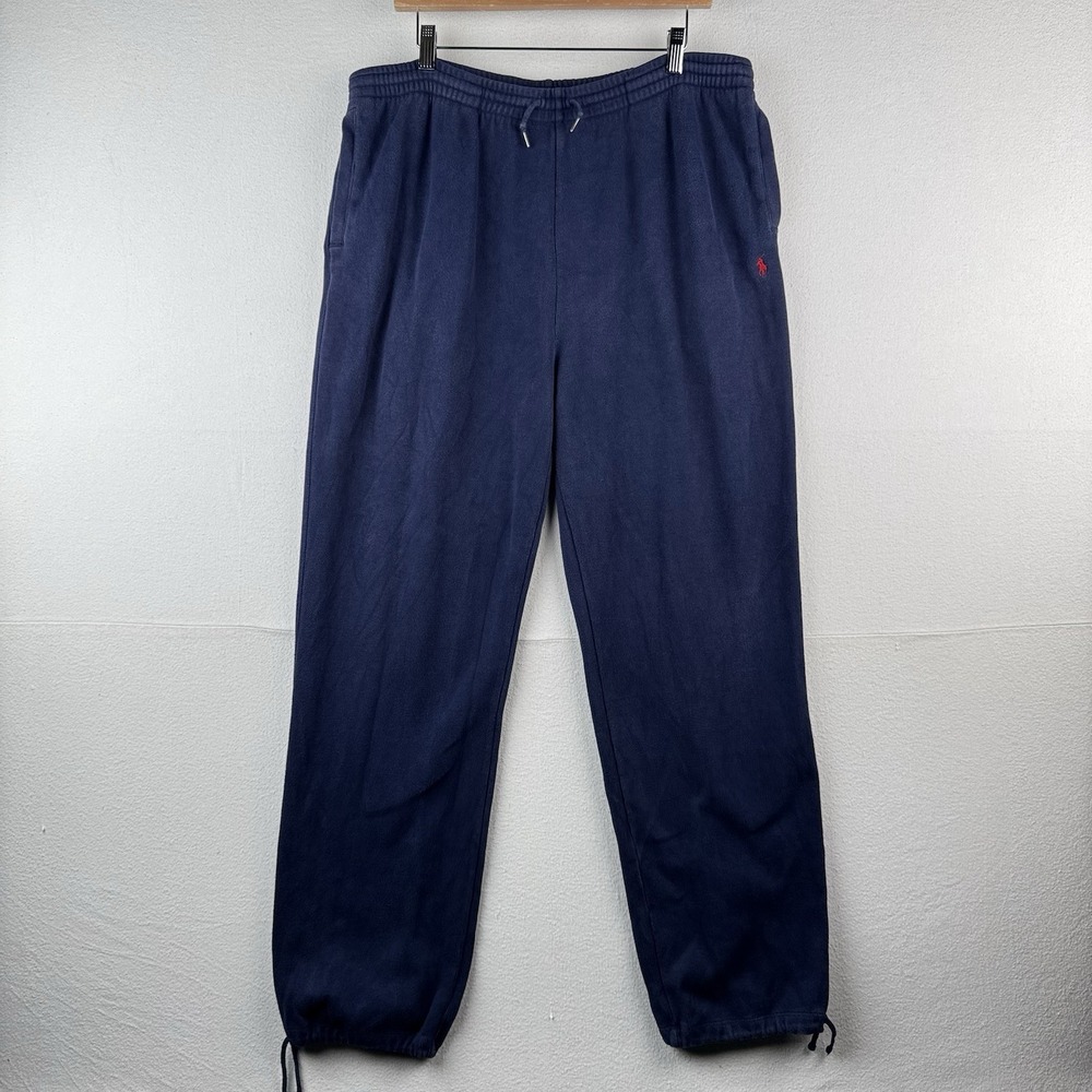 90's Vtg Polo Ralph Lauren Men's XL Ribbed Soft Sweatpants Navy Blue Baggy Faded